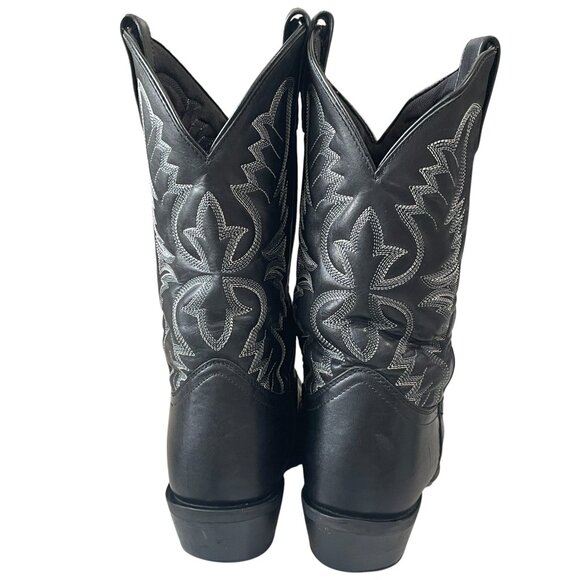 Laredo Black Leather Western Cowboy Boots Men 9D Ranch Rodeo Vintage Country - Picture 8 of 11
